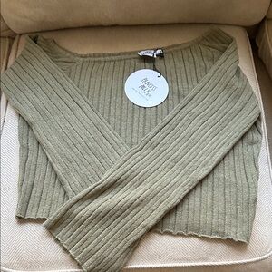 Princess Polly Sage V-Neck Sweater